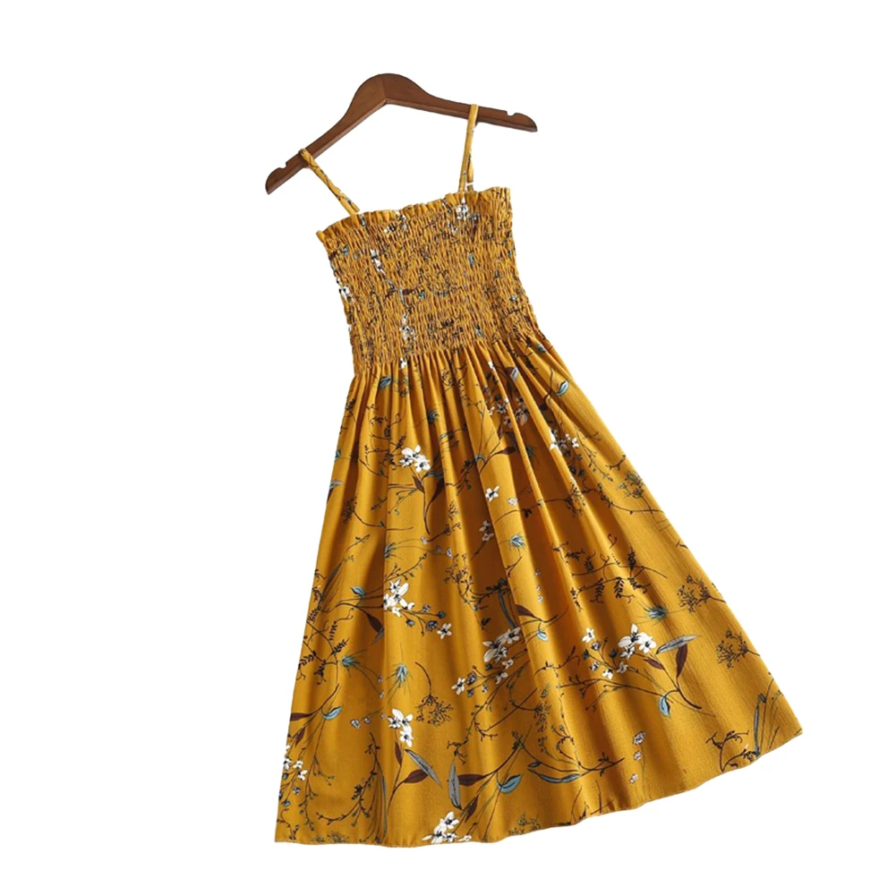 스타일리시 여성 스트랩 플로럴 쉬폰 원피스, 캐쥬얼 2024 신상, 직송