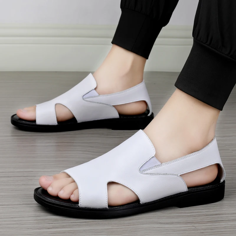 Summer White Sandals Men Non-slip High Quailty Shoes Slippers Soft Comfy Slides Beach Flip Flop Soft Indoor Big Size 45 Sandals