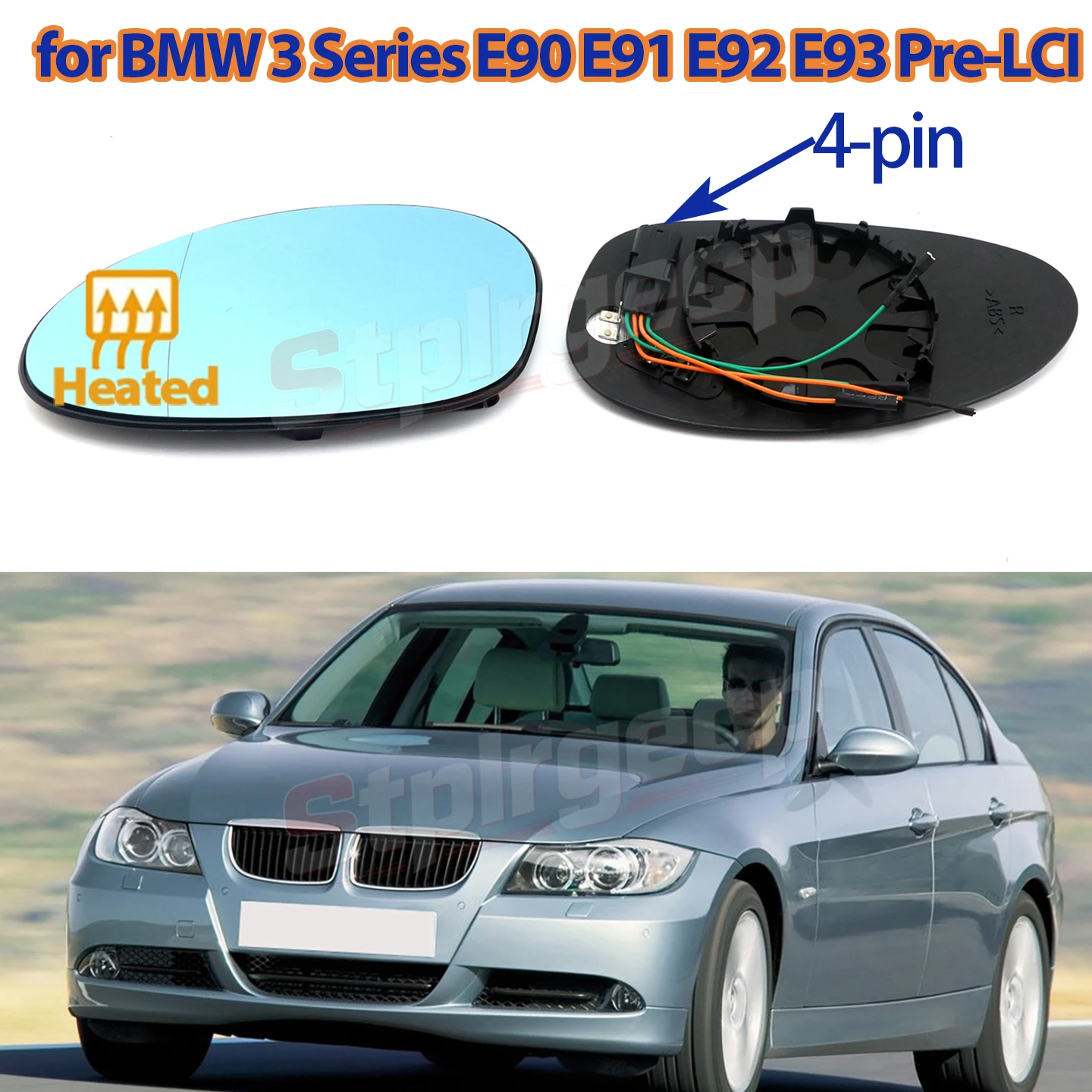 Car Auto Replacement Side Rearview Mirror Heating Glass Heated Mirror Lens with Plate for BMW 3 Series E90 E91 E92 E93 Pre-LCI