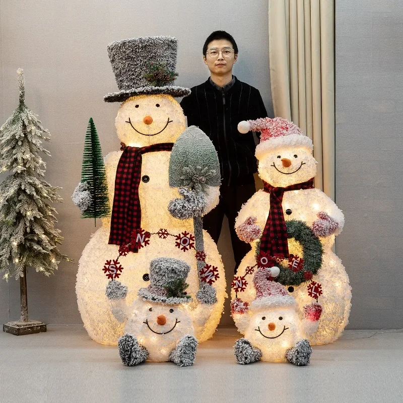 Christmas decoration luminous snowman folding snowman Christmas deer window outdoor beauty large scene ornament arrangement