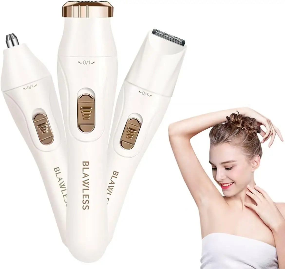 USB Rechargeable 3-in-1 Women Electric Hair Removal Set，Nose Hair Trimmer, Underarm, Leg Hair, Nose Hair Removal Device