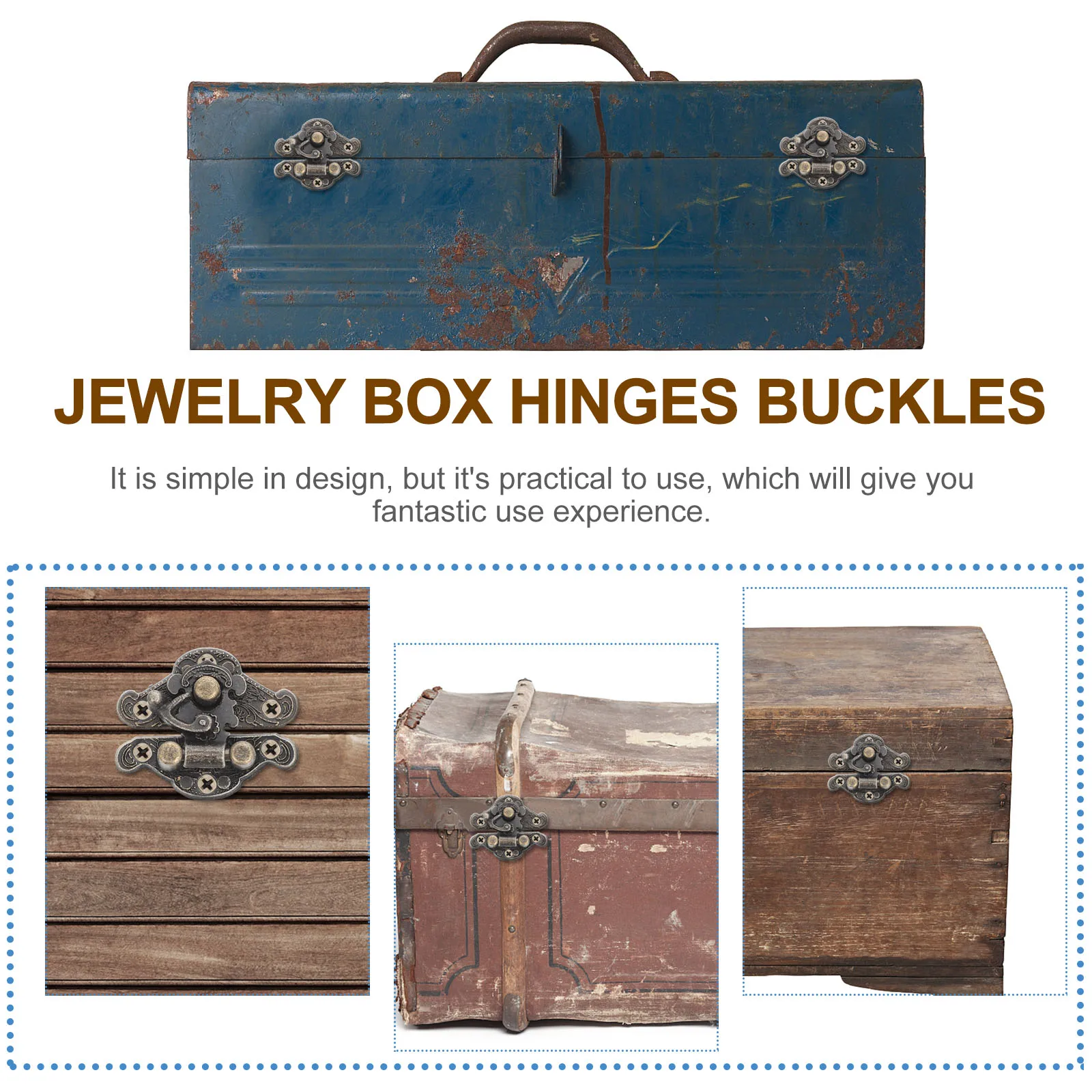 

Retro Buckles Hinges Zinc Alloy Jewelry Box Lock Door Latches Hardware Elegant Durable Decorative Wooden Case Furniture
