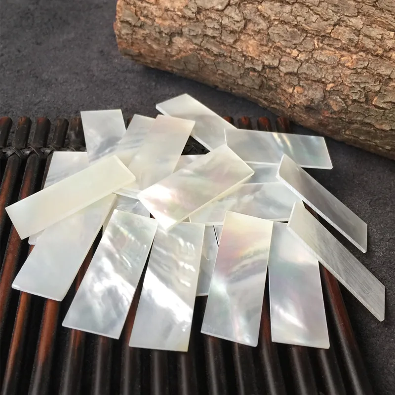 42mm/16mm/1.5mm White Natural Mother of Pearl Shell Slice for Musical Instrument Accessories and Wood Inlay Carved Material