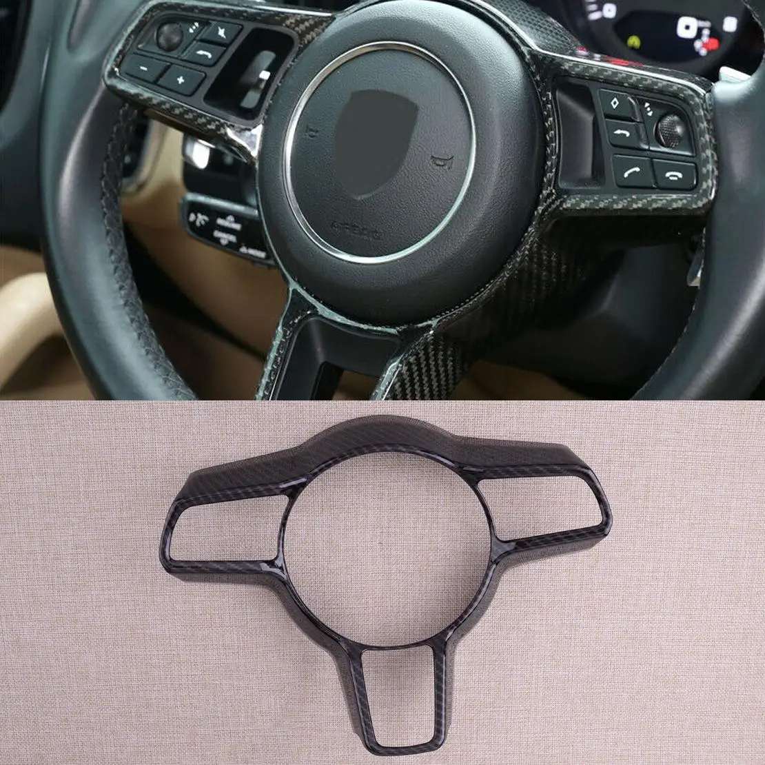 

Carbon Fiber Style Steering Wheel Cover Trim Fit for Porsche Panamera Macan Cayenne 718 911 918