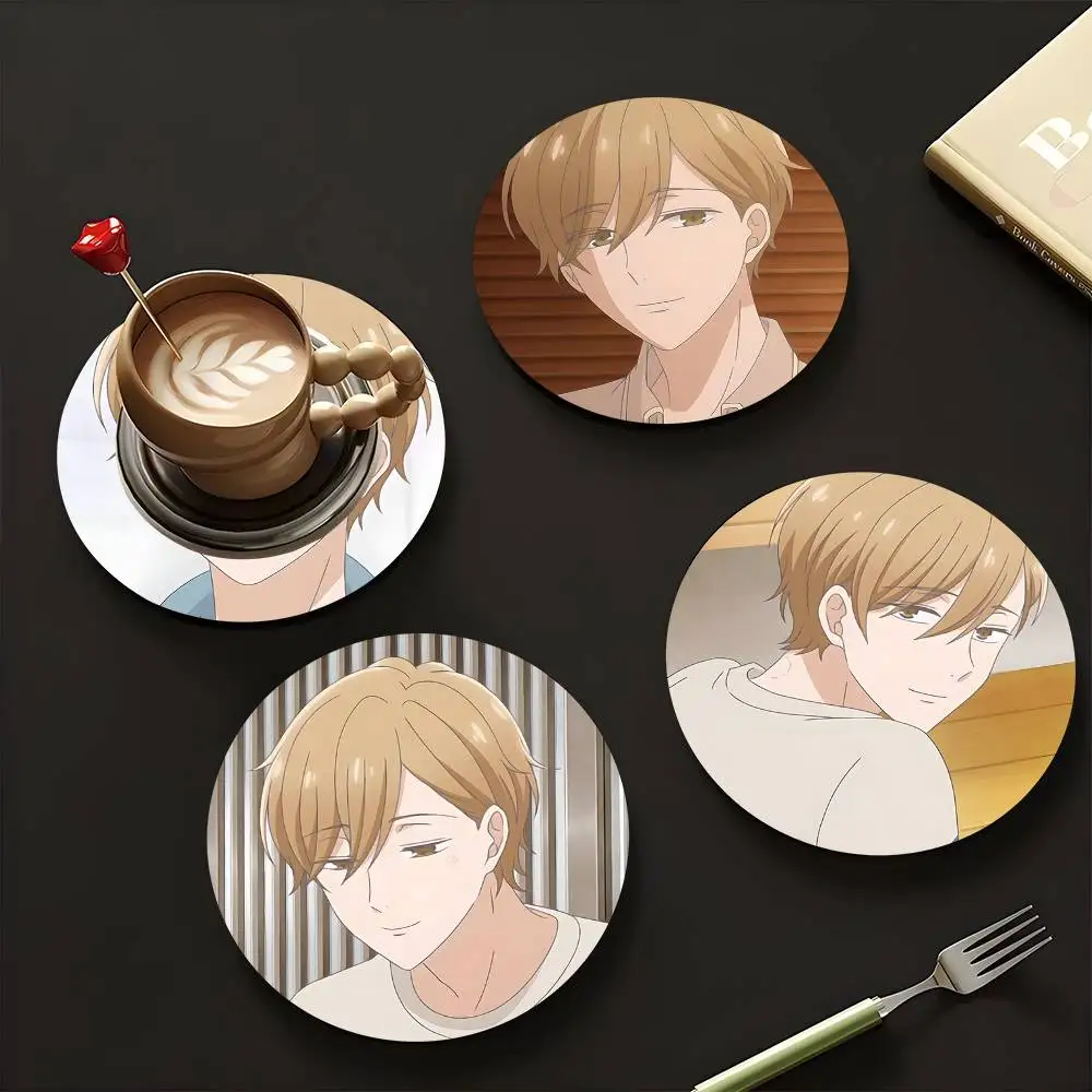 1pc Masaki Fujiyoshi Anime Characters Wooden Coaster Colour Printing Cup Mat Home Desk Decoration Gifts