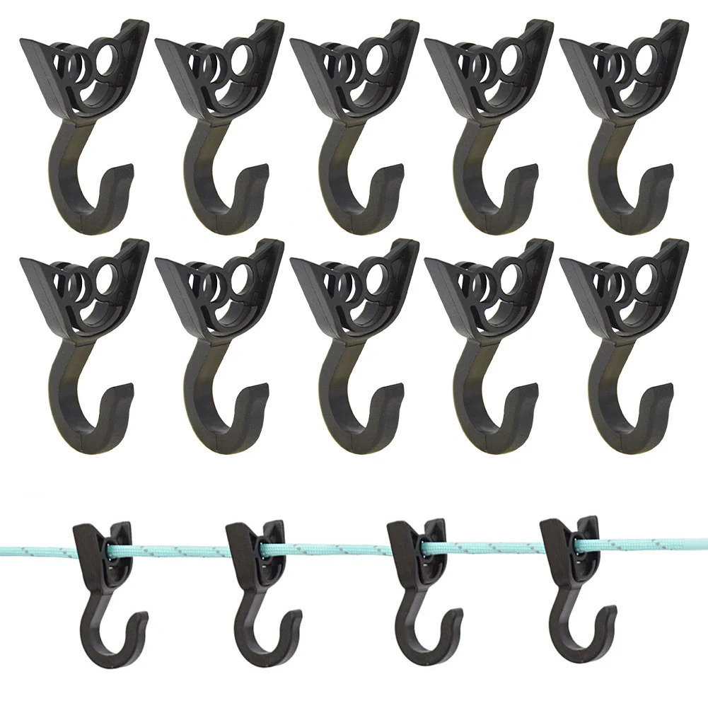 New Practical Plastic Hooks Open End Cord Hooks 2.8*4.4*2.3cm Black Reliable 10pcs Plastic Strong Wind Conditions Beaches