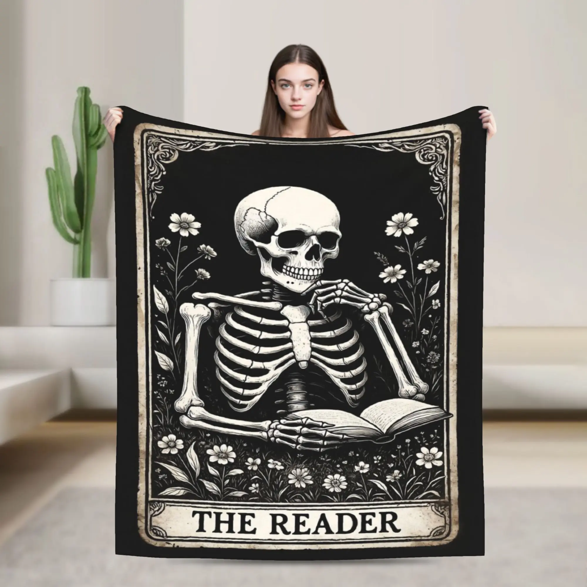 Introvert Skeleton Halloween Blanket  Soft Street Trend Plush Throw Blanket Girls Boys Couch Chair Flannel Bedspread Bed Cover