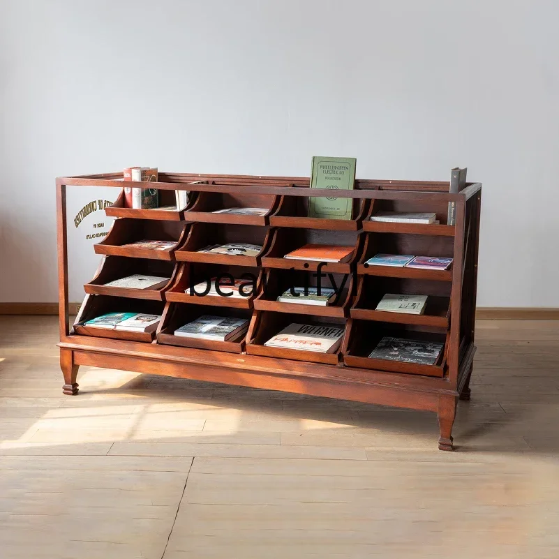 

American retro solid wood multi-grid display cabinet, clothing store Nakajima cabinet