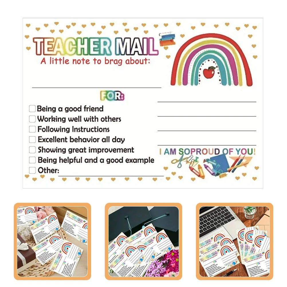 

Cards for Teacher Incentive Postcard Happy Mail Classroom Rewards Bohemian Kids Motivational Coated Paper