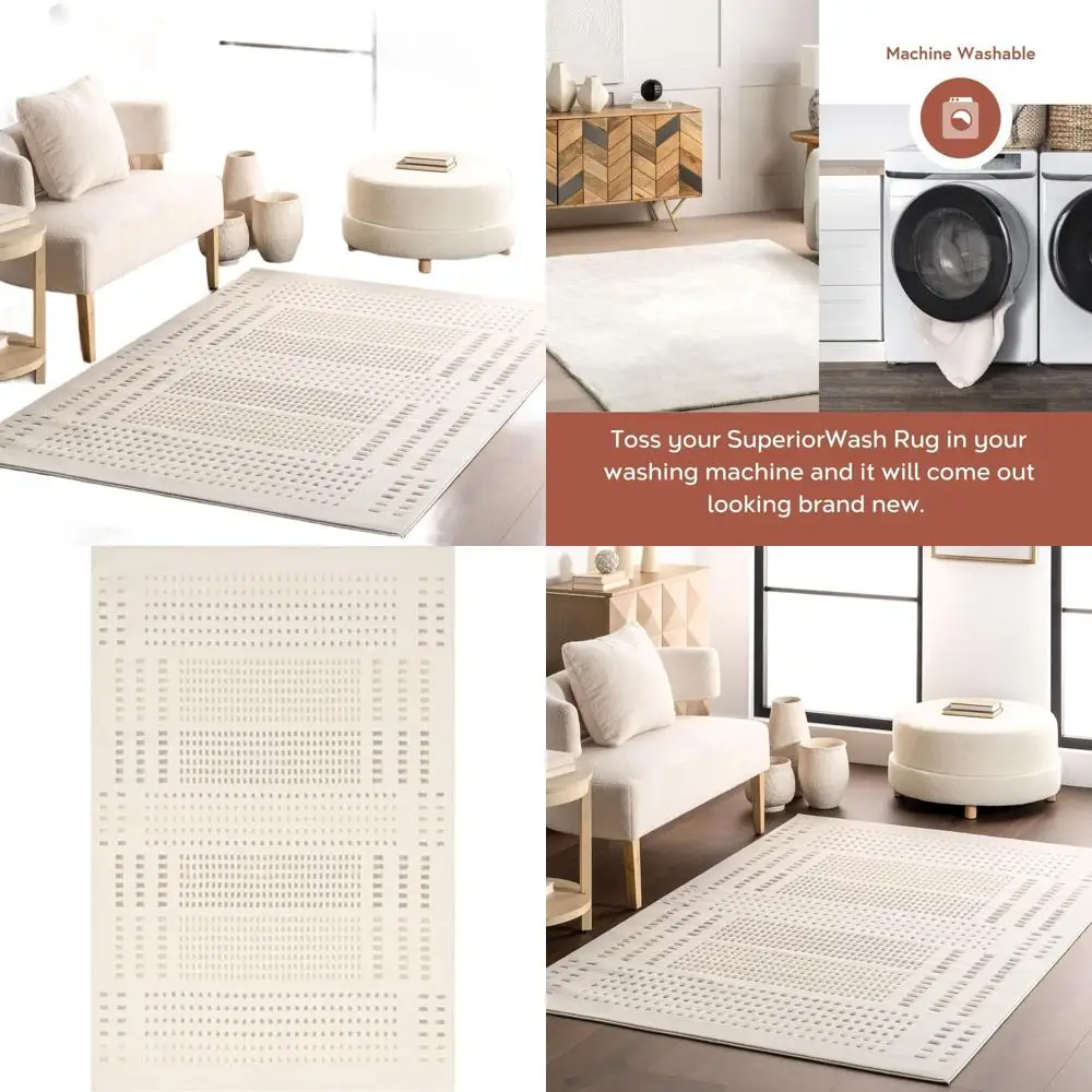 

Кремовый/серебристый коврик с геометрическим рисунком, 5 футов x 8 дюймов, мягкий и уютный, устойчивый к пятнам, легко чистится, прочный, моющийся для кровати