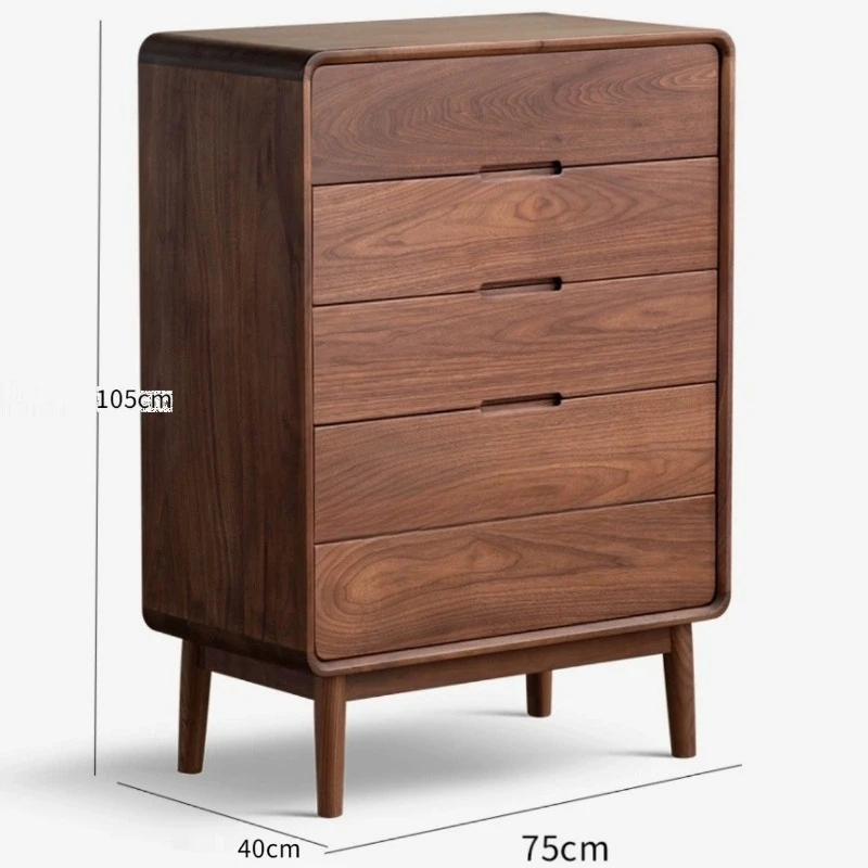 

Nordic chest of drawers locker cabinet drawer small apartment storage simple solid wood black walnut side cabinet locker