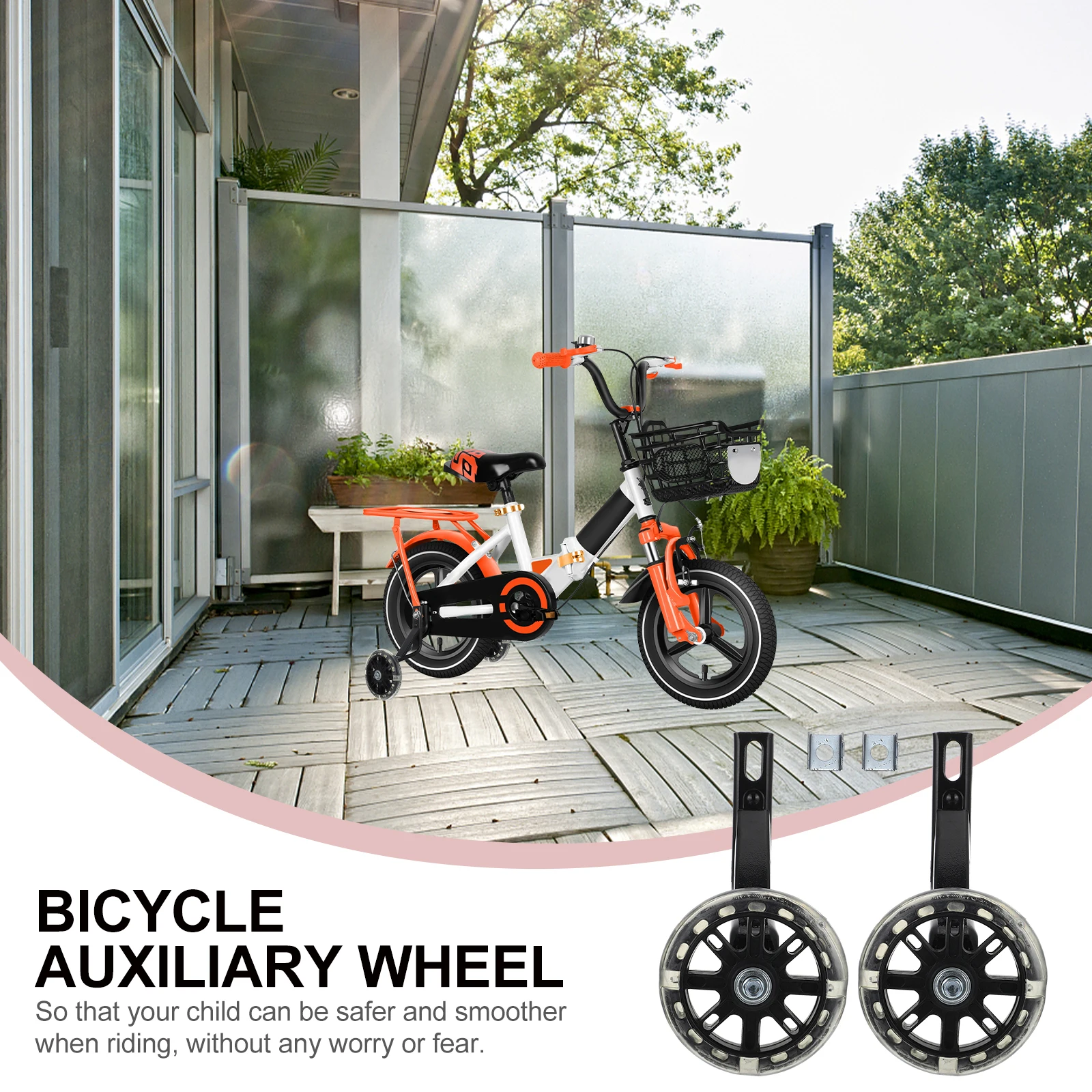 

Auxiliary Wheels Protective Training Stabilizers for Kids Bicycles Safety Rear Wheel Adjustable AntiSlip Riding