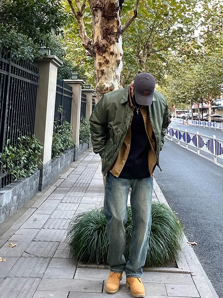 

Мужские джинсы Deep Blue прямого кроя в американском ретро-стиле, модные, зауженные, с высокой талией, на молнии, повседневные