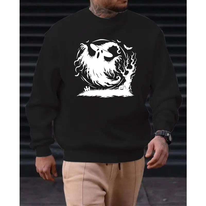 

"Funny Ghost T-Shirt for Men | Witch on a Broom Graphic Crewneck | Halloween Spooky Season Outfit | Fall Holiday Gift"