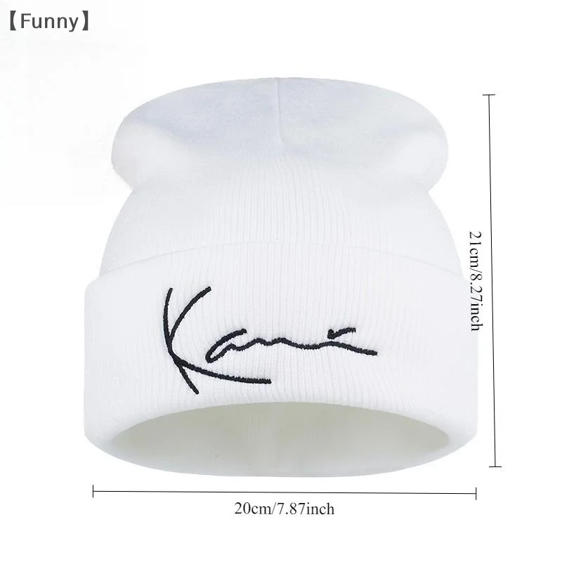maveraFunny RagaKarl Kani rétro lettre brodée chapeau tricoté pour hommes et femmes hiver chaleur chapeau tricoté à capuche