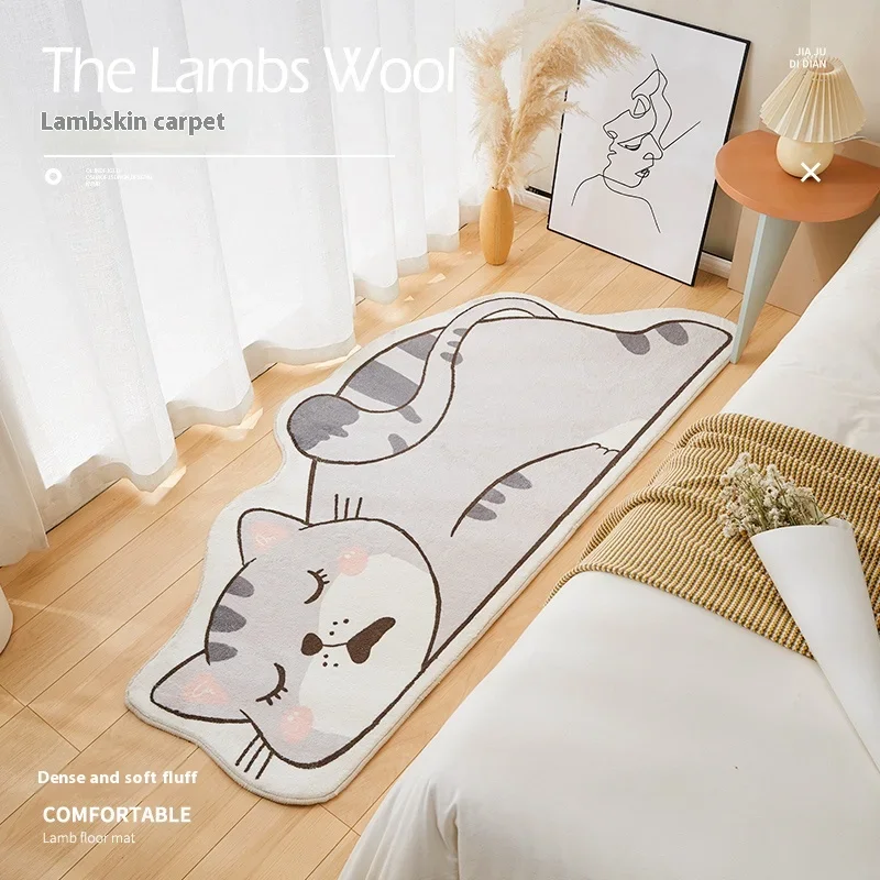 Cartoon Thickened Special-Shaped Cashmere Bedroom Rug Comfortable Soft Bed Blanket Children's Room Carpet Home Decor