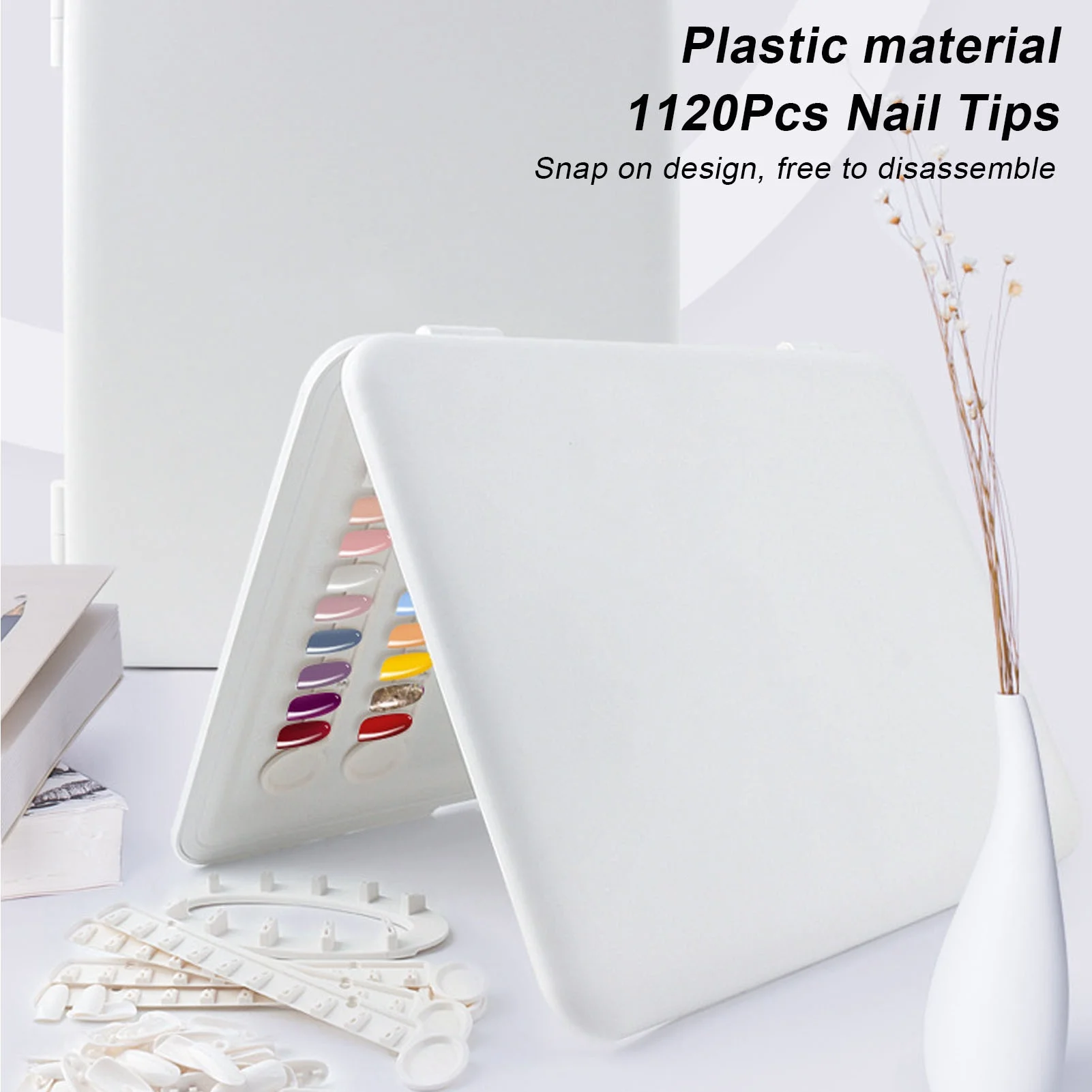 120 Colors Nail Color Display Book Disassemble Snap On Design Nail Display Book with 120Pcs Nail Tips White for Manicurist