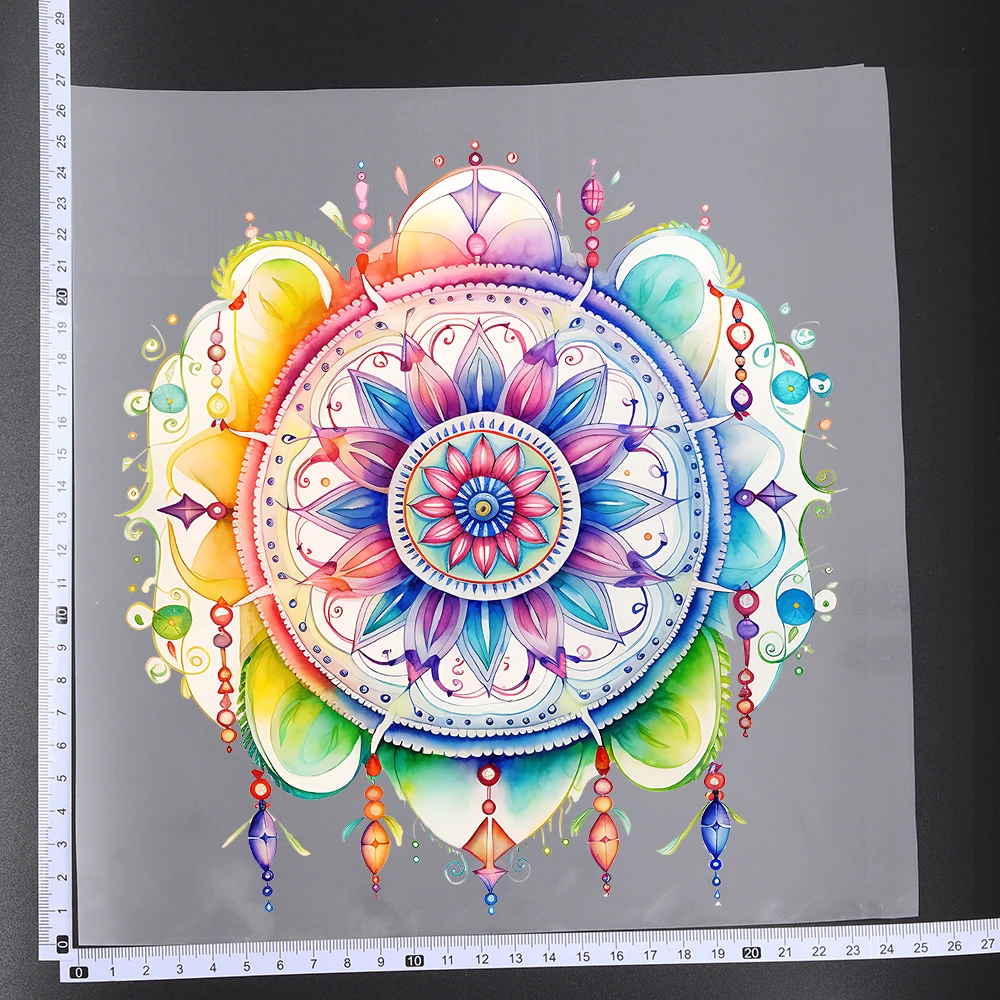 25CM Colors Yoga Art Peace Of Mind Transfer Patches For Clothes Stickers DIY A-Level Washable Shirt Iron-on Thermal Sticker