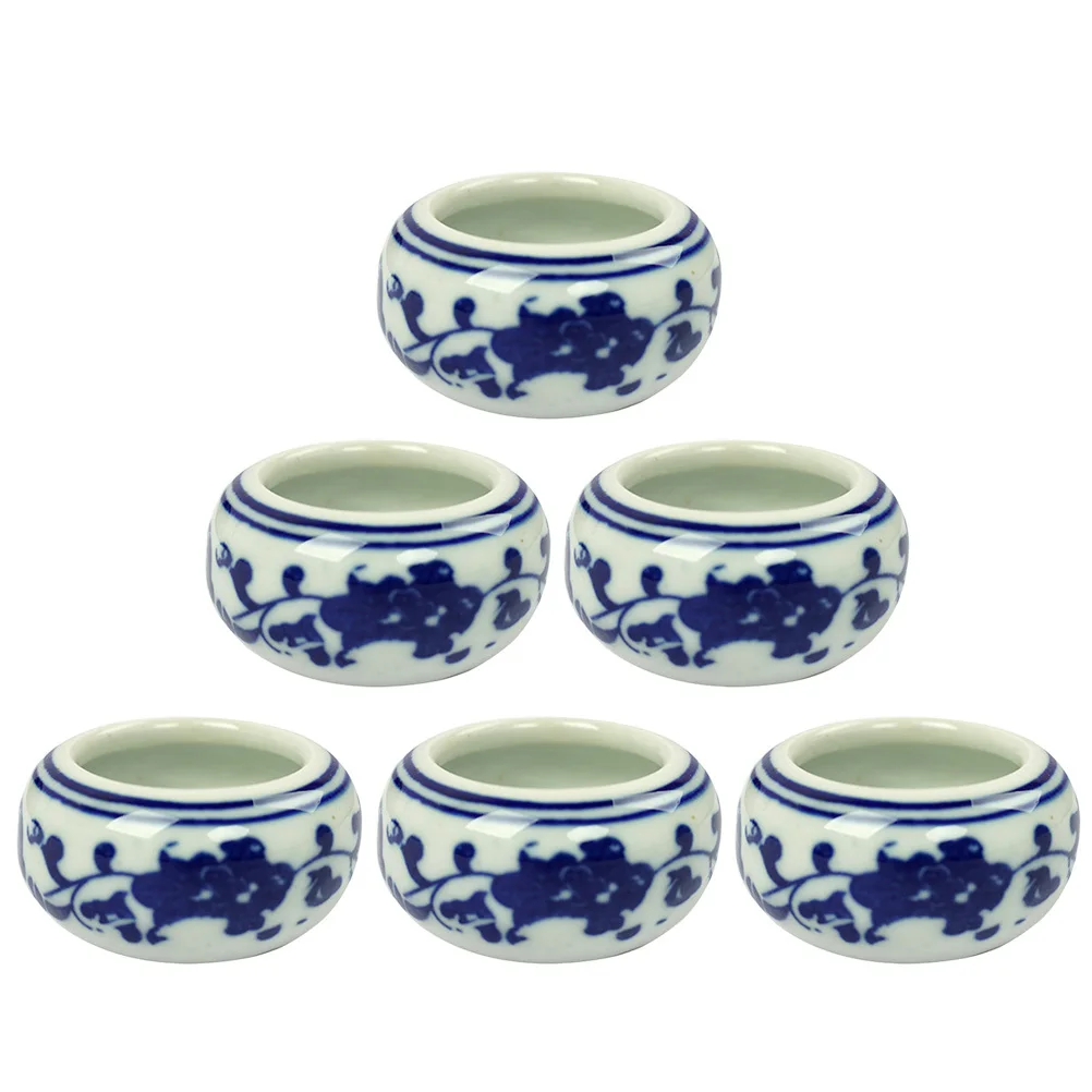 

6Pcs Ink Dish Ceramic Ink Bowl Durable Calligraphy Painting Tray Portable Study Room Stationery Supplies Calligraphy Brush Tray