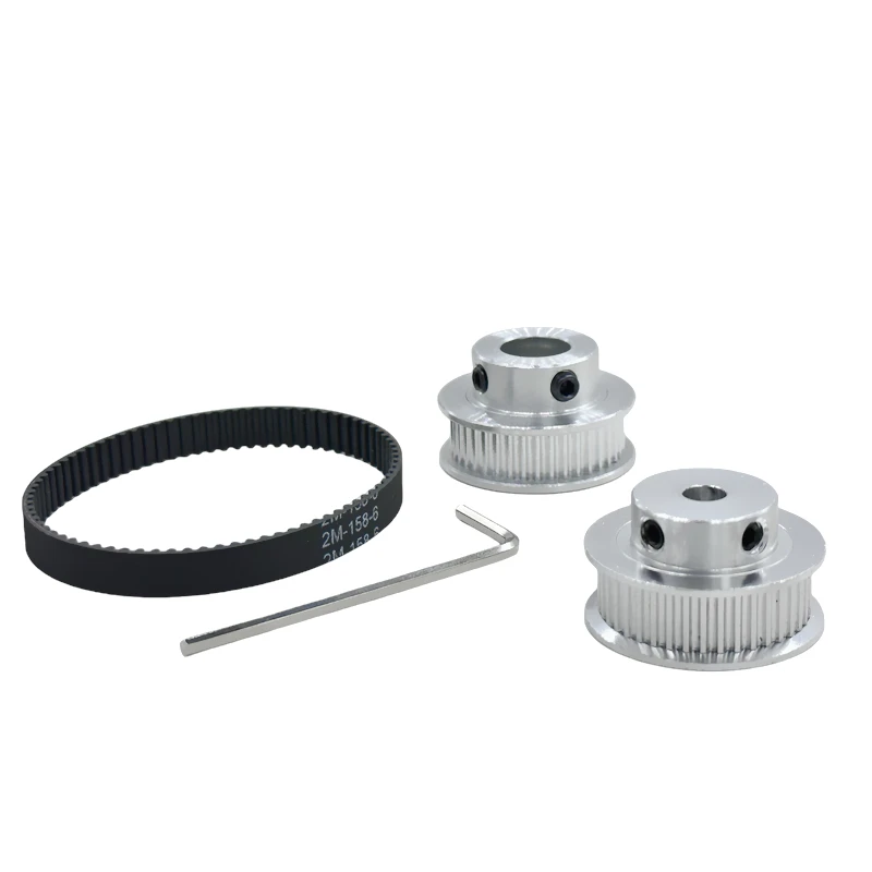 2GT 2M 40Teeth GT2 40T Timing Belt Pulley Set Bore 5~12mm Belt Width 6/10mm Tensioning Wheel Synchronou Pulley Belt Kit Rato 1:1