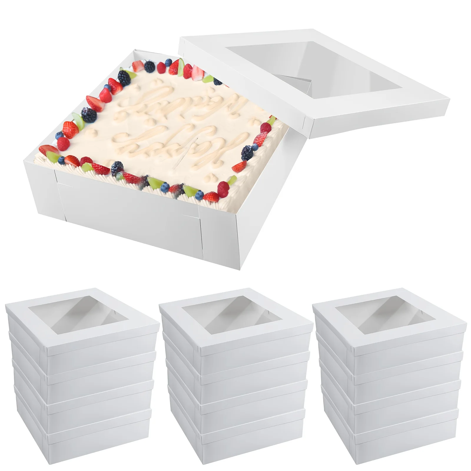 

12pcs 16 X 16 Inch Cake Box with Window Large White Window Rectangle Bakery Cake Box for Pastries, Pie, , Donuts, Cupcakes Birthday Party Wedding Supplies
