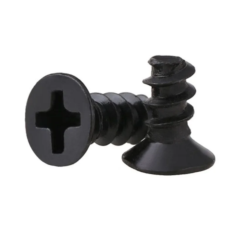 100pcs/lot Cross Recessed Countersunk Head Self-tapping Screw M1 M1.2 M2 M2.3 M2.6 M3 M4 M5 Black Carbon Steel Mini Screw