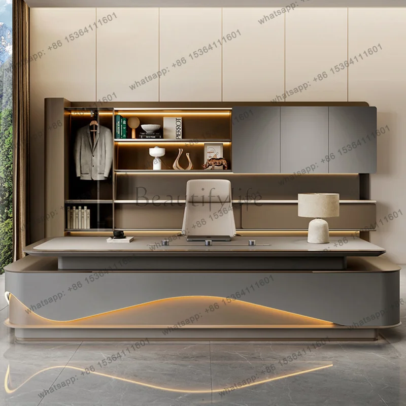 Executive Computer Office Desk Lshaped Luxury Multifunctional Office Desk Aesthetic Design Escritorio Oficina Lounge Furniture