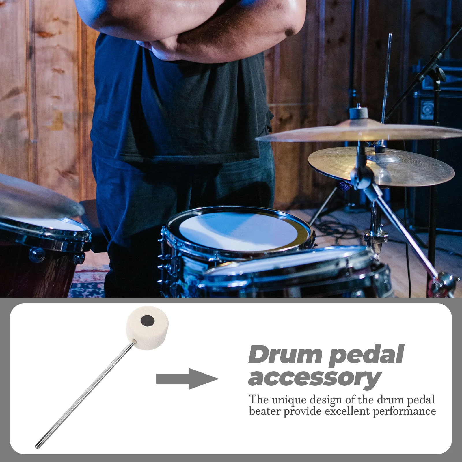 

Drum Pedal Beater Stainless Steel Kick Accessories Single Double Playing Felt Bass Drum Part Replacement