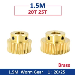 1pc 1.5M Turbina Ingranaggio a vite senza fine 20 Denti 25 Denti Rapporto di trasmissione 1:20 1:25 Ingranaggio in ottone 45 #   Asta a vite senza fine in acciaio