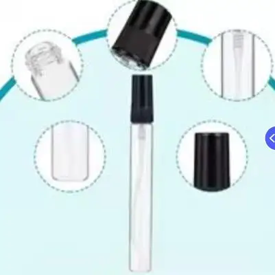 50 Uds + 4 accesorios 2/3/5/10ML botella de spray de vidrio recargable con 50 botellas de spray, 1 cuentagotas, 1 embudo, 1 dispensador, 1 jeringa