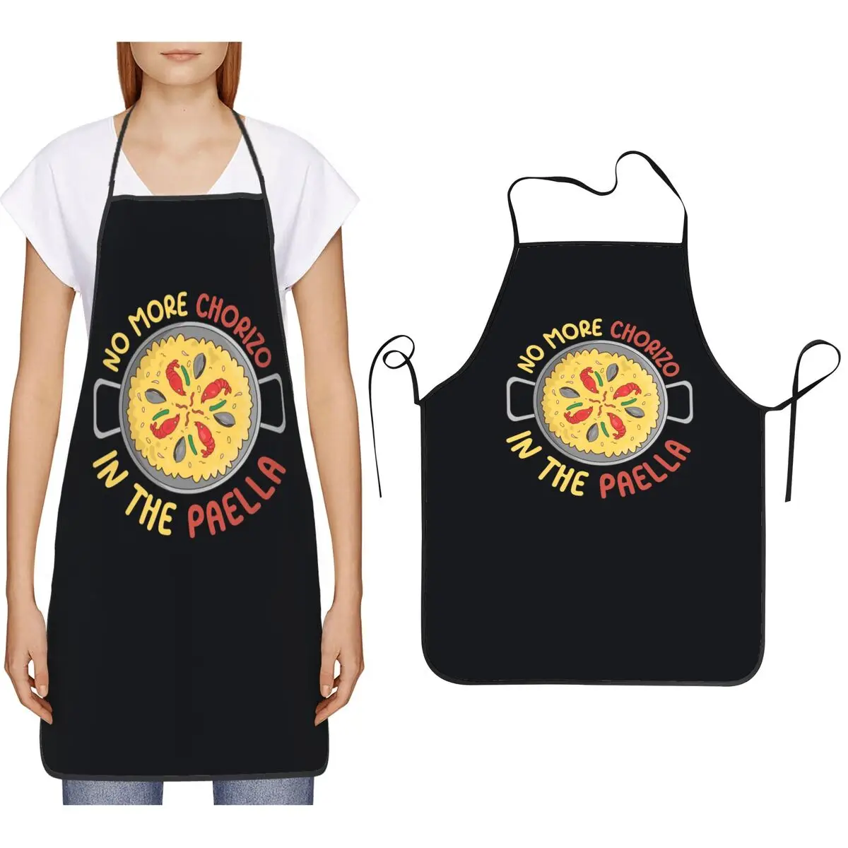 Delantal de cocina y limpieza No More Chorizo In The Paella para chef, para cocinar, hornear, pintar, para mujeres y hombres
