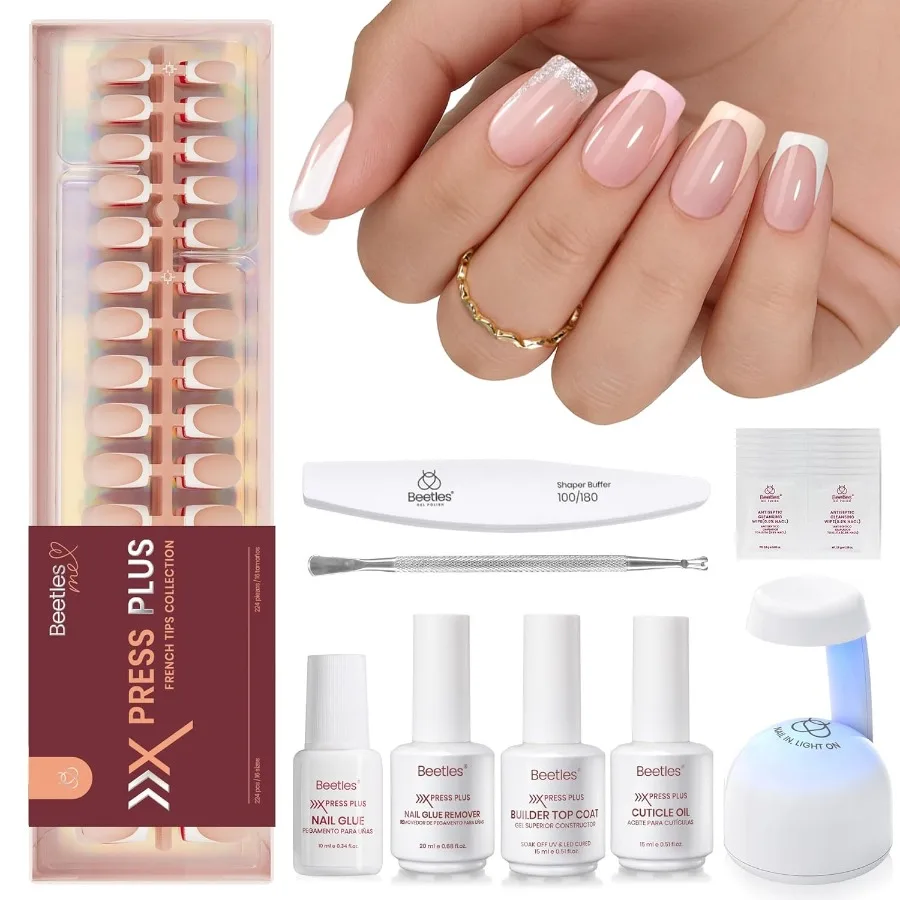 

Набор для накладных ногтей Short Squaval French Tips Press on Nails, 7 цветов, набор гелевых ногтей, накладные ногти с средствам для удаления клея для ногтей, конструктор Top C