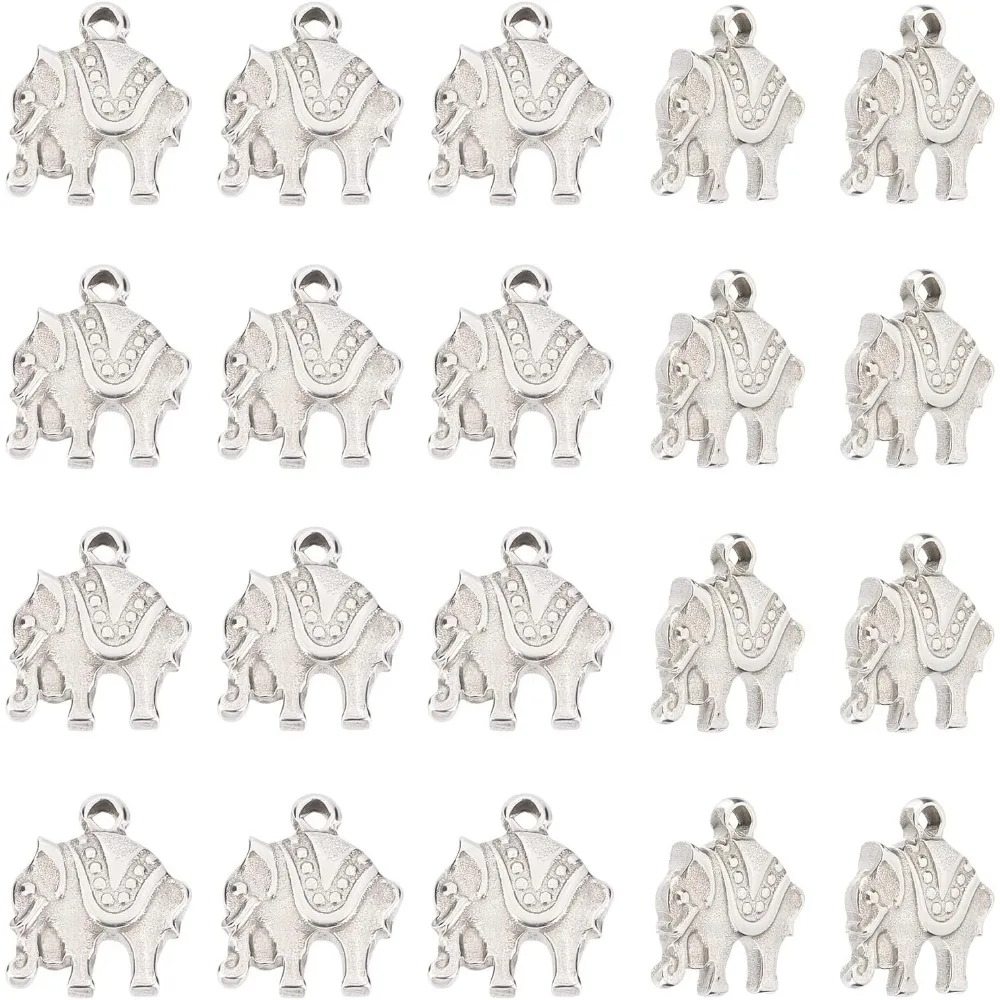 

20Pcs Elephant Pendants Stainless Steel 3D Pendants Stereoscopic Animal Charms 1mm Hole Little Pendant 13mm Long Metal Charms