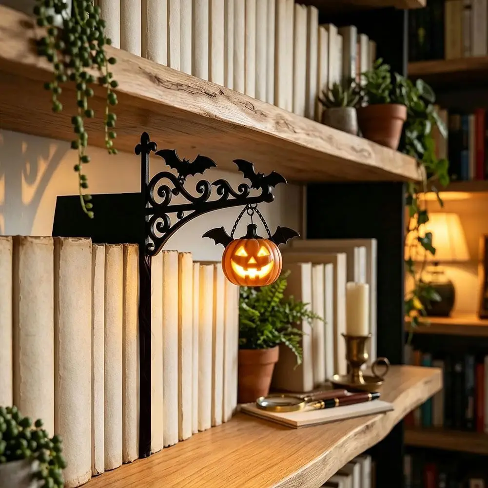 Halloween Library Lantern Mini Bookshelf Lamp Vintage Hanging Shelf Light Decorative Lantern Halloween Gift for Book Lovers