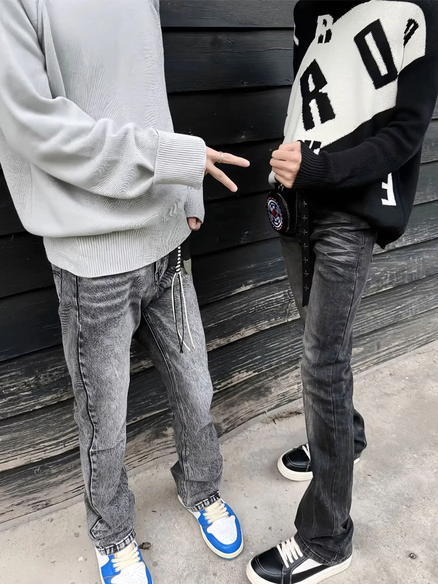 Cleanfit Men's Slim Fit Stretch Denim Jeans Black Grey Micro Flare Four Seasons Slimming American High Street Vibe Pants