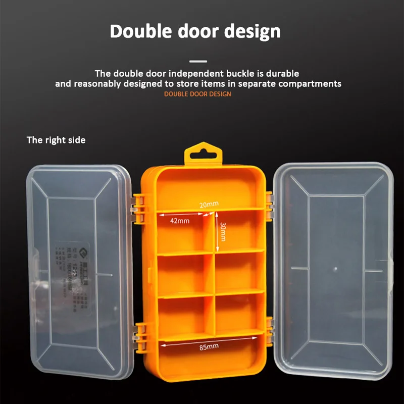 Double-Side Plastic Tool Parts Box Hardware Storage Box Multi Functional Plastic Storage Tool Electronic Component Grid Box
