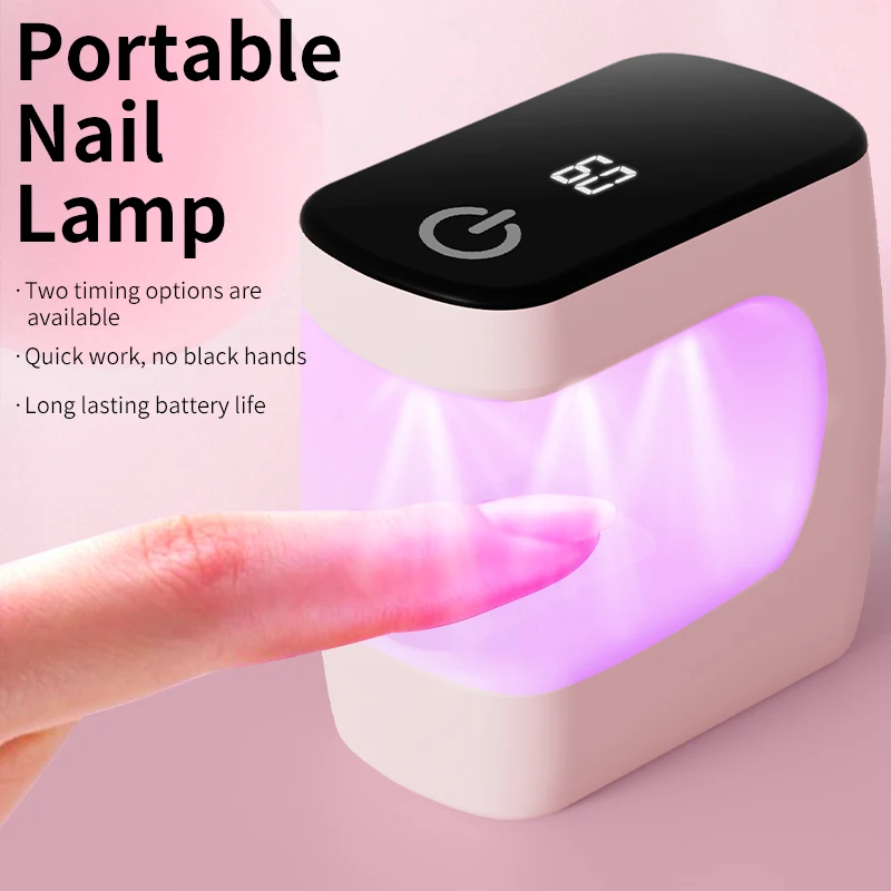 Mini lampada per unghie UV/LED con timer 2 velocità regolabili per un polimerizzazione rapida Essiccatore per unghie portatile da viaggio adatto per nail art in gel