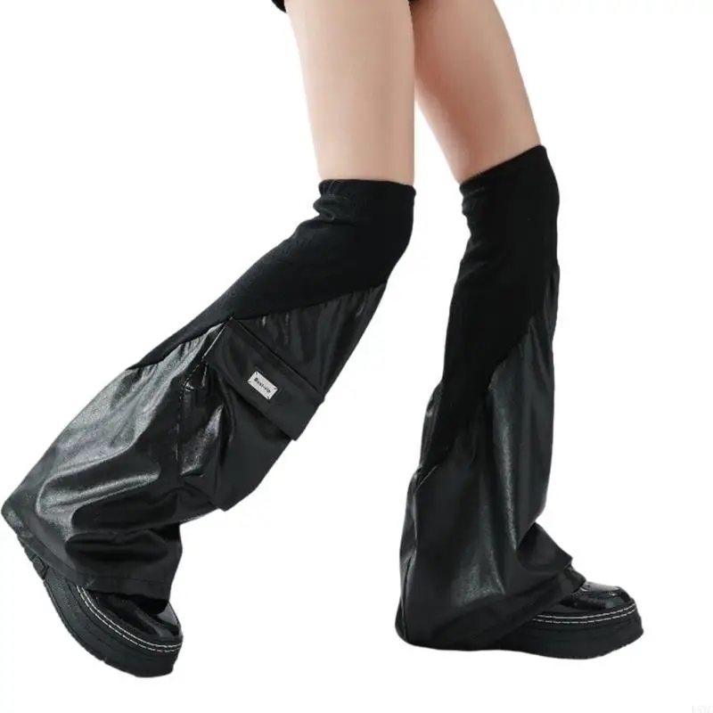L5YC Leg Warmers for Women Girls Gothic Punk Long Leg Socks Subcultures Leg Covers Flared Leg Warmers Middle Tube Socks