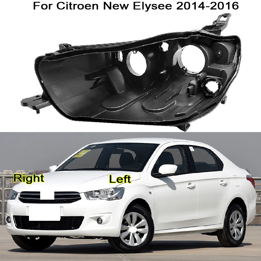 

For Citroen New Elysee 2014 2015 2016 Car Front Headlight Cover Base Replace Original Lampshade Lens Black PP Shell Parts