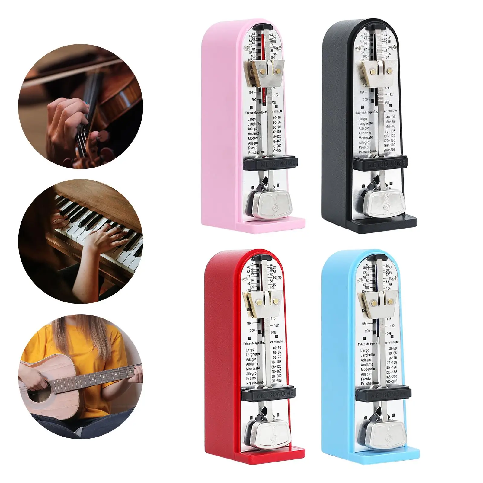 High Precision Portable Mechanical Metronome Digital Counting Metal Material Loud Beat for Drum Piano Guitar Ukulele Violin
