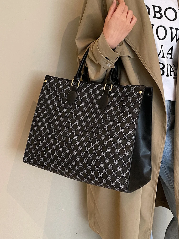 Große pu Leder Einkaufstaschen für Frauen Trend Design Pendler Arbeit a4 Schulter Seiten tasche Büro Damen Handtaschen