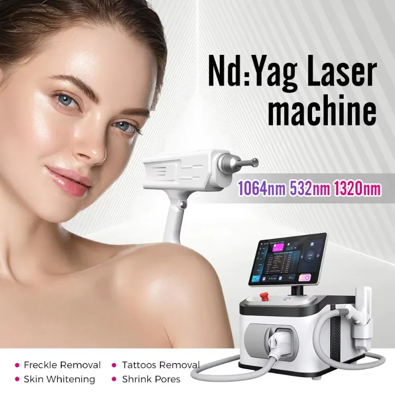 Factory Price Portable Nd YAG Laser Hair Removal Hemangioma Removal System 1064nm/532nm/1320nm Wavelengths Home Commercial