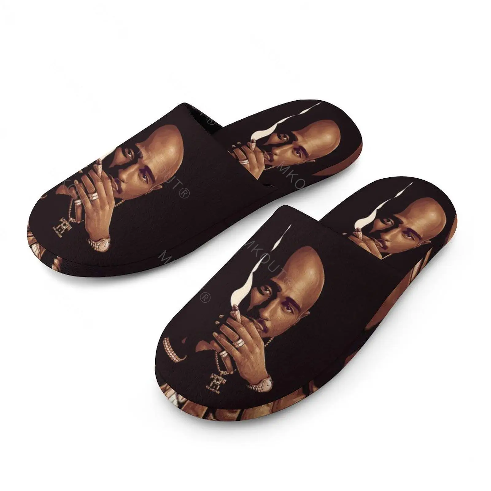 Rap 2pac Tupac All (41) Warm Cotton Slippers For  Men Women Thick Soft Soled Non-Slip Fluffy Shoes  Indoor House Slippers Colon