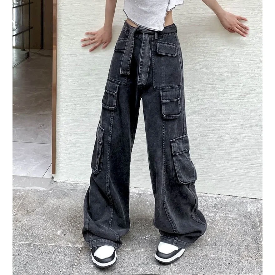 

Oversized Wide Leg Jeans Women Y2k Casual Loose Trousers Streetwesr Women Denim Vintage Clothes Baggy Pants Pocket Cargo Pants