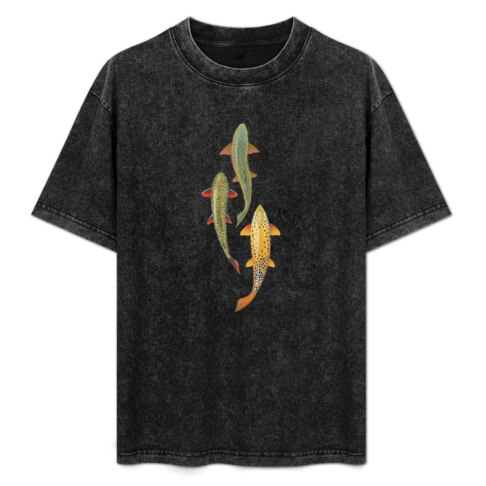 

Three Trout T-Shirt Daily Work Short Sleeve Top