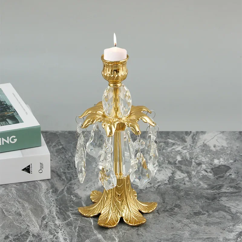 European Style Brass Candlestick Holder for Living Room Dining Table Wedding Decoration High End Metal Candle Stand Home