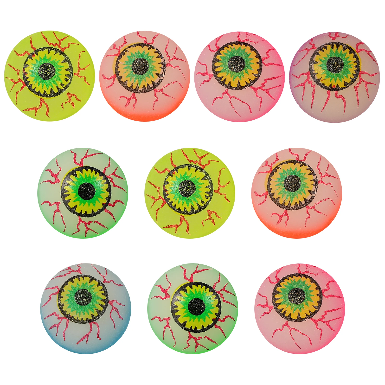 

Glowing Halloween Bouncy Balls 10pcs Scary Eyeball Party Favors for Kids Night Fun Random Color Novelty Toys