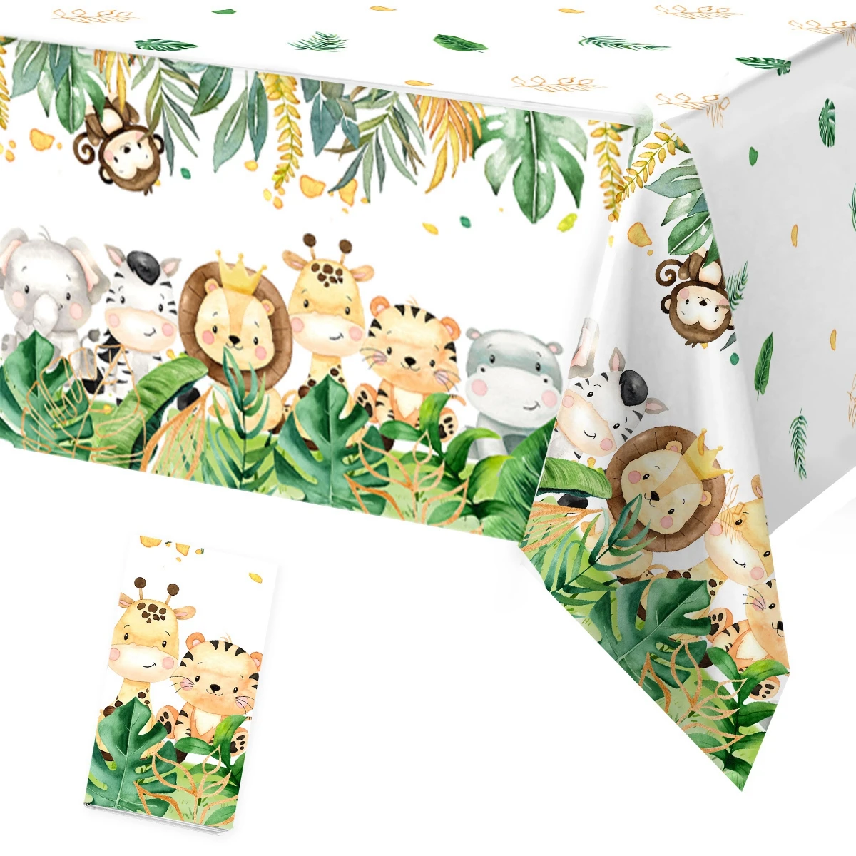 Jungle AnimalsTablecloth Jungle Safari Theme Party Supplies Wild One Birthday Party Decoration Kids Boy Baby Shower Table Decor