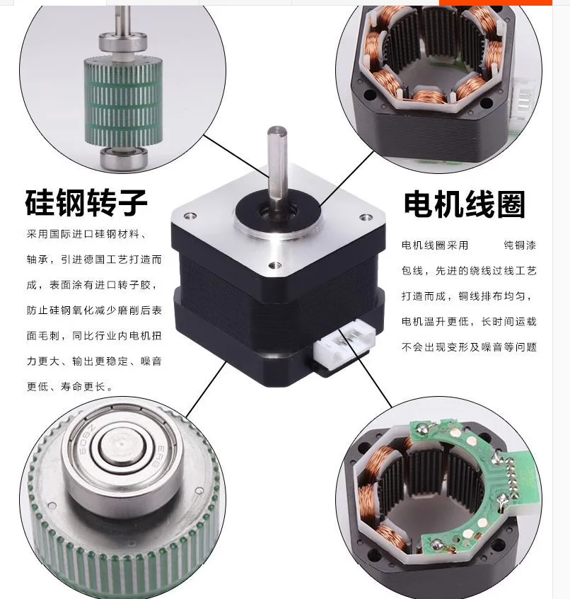 0.7N Nema17 Stepper Motor 42BYGH 1.5A     42X60mm motor Double Shaft For 3D Printer Monitor Equipment