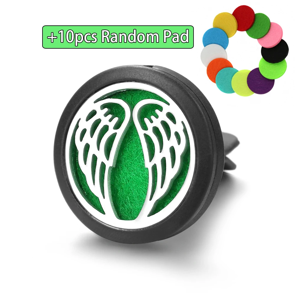 New Black Stainless Steel Car Air Freshener Diffuser Clip Aromatherapy Locket Essential Oil Perfume Outlet Pendant Accept Custom